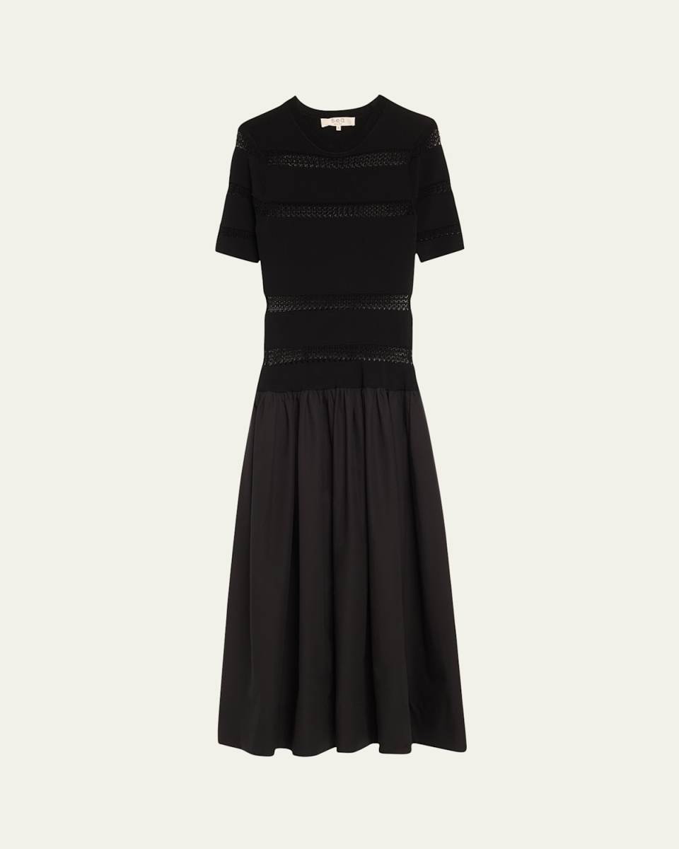 Devon Knit Lace-Inset Combo Maxi Dress